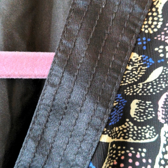 I Heart Ronson Black Dress with Blue, White, Pink Stamped Floral Pattern - Picture 3 of 10